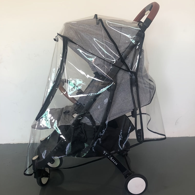 Stroller Rain Cover Transparent Zipper Raincoat Windproof Cold Proof