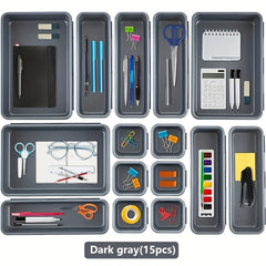 15pcs Interlocking Desk Drawer Organizer Separator