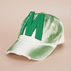 Tie Dye Gradient Graffiti Print Baseball Cap Frayed Brim Sun Hat