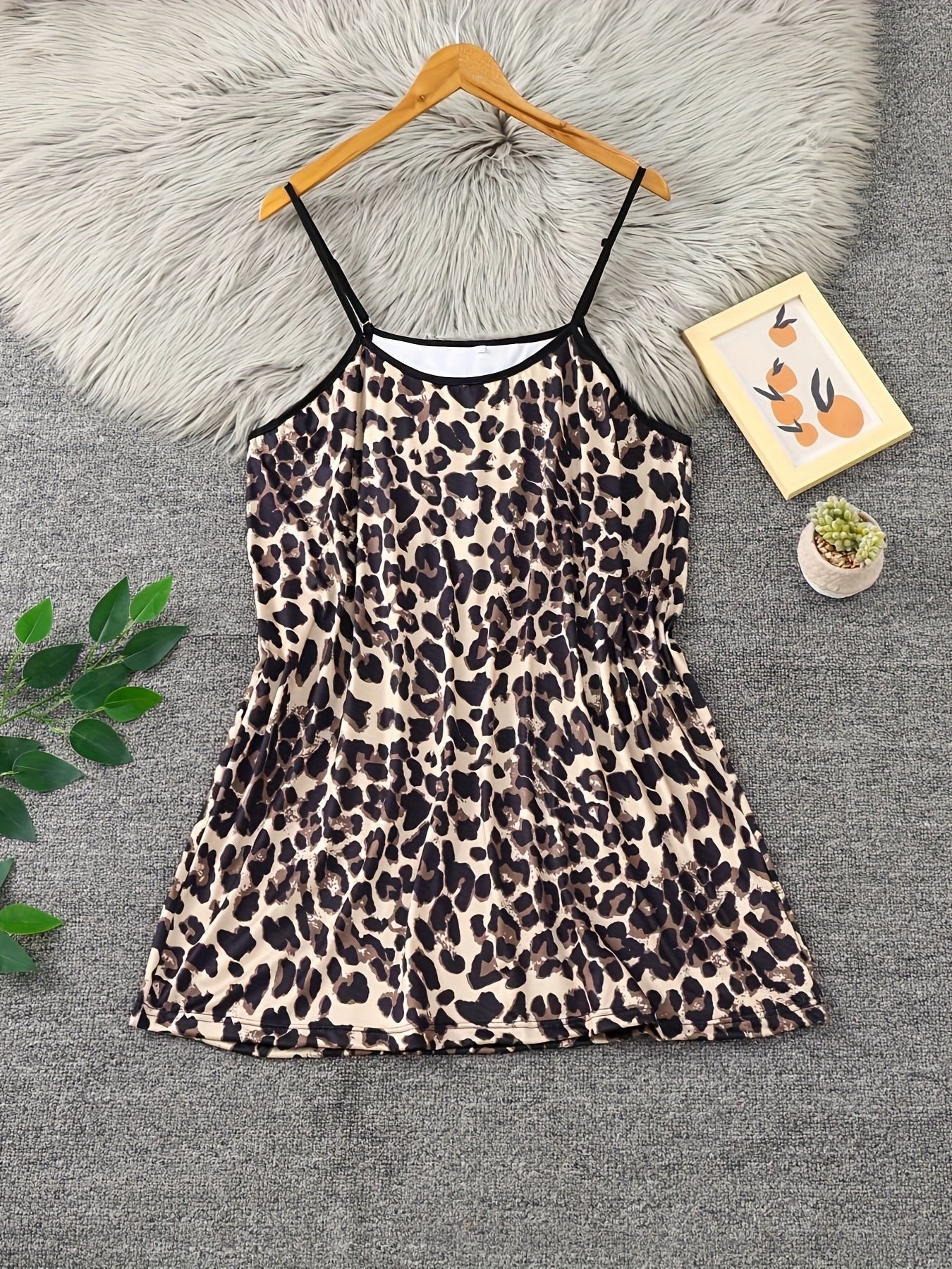 Leopard Print Satin Cami Nightdress