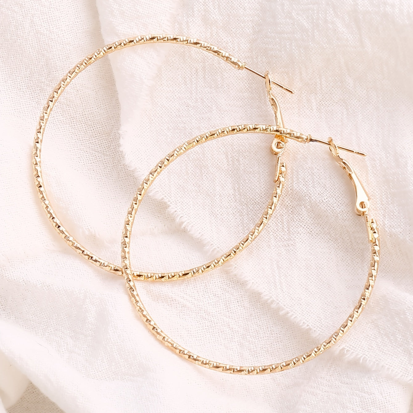 Golden Twisted Hoop Earrings Big Circle Earrings for Women Girls