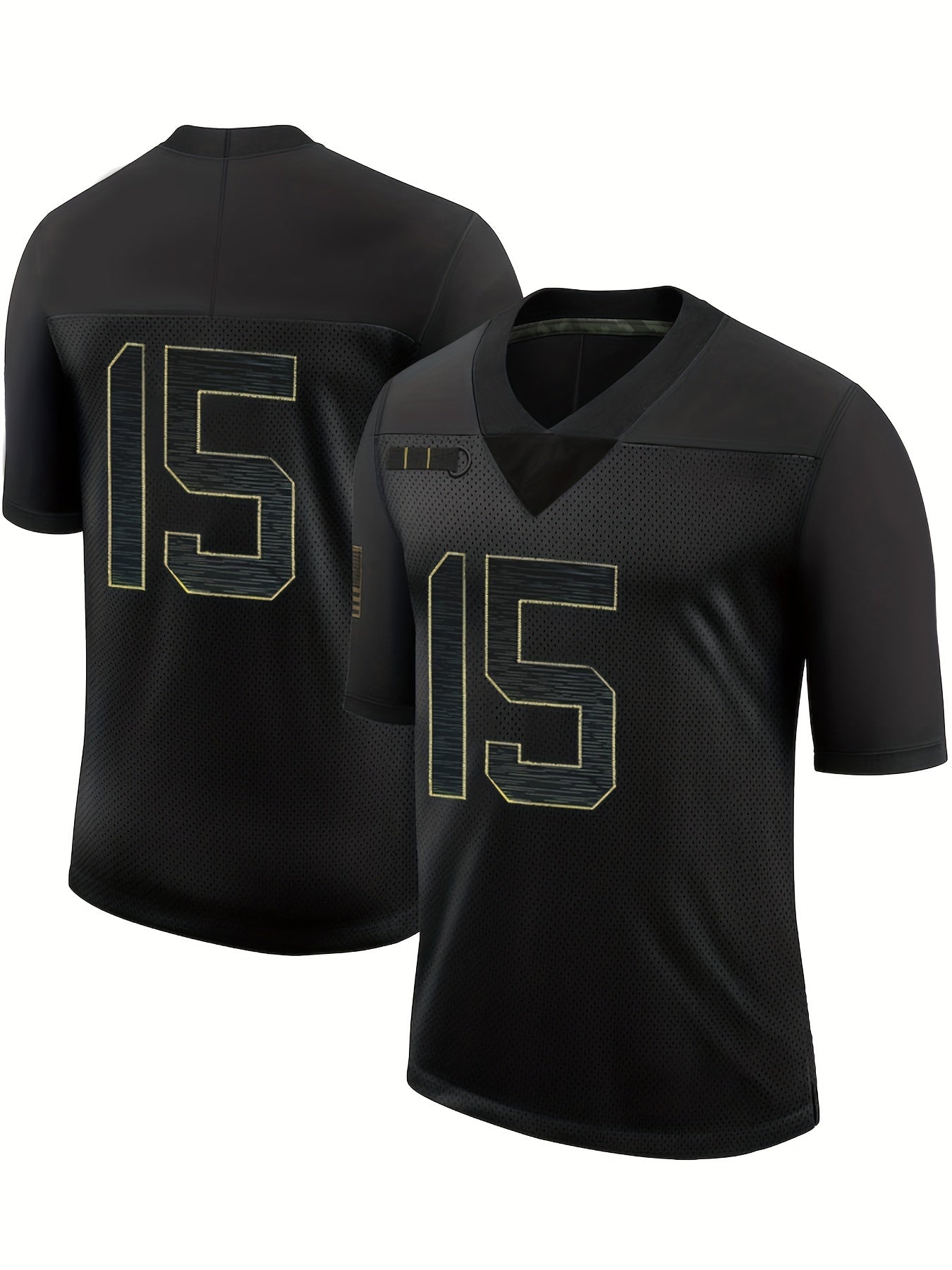 Men's Breathable Rugby Jersey Active Embroidered V Neck Short Sleeve Uniform