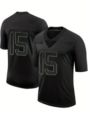 Men's Breathable Rugby Jersey Active Embroidered V Neck Short Sleeve Uniform