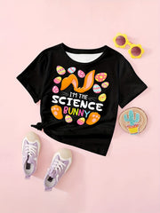 Science Bunny T shirt Girls Short Sleeve Tees Summer Clothes Easter Gift