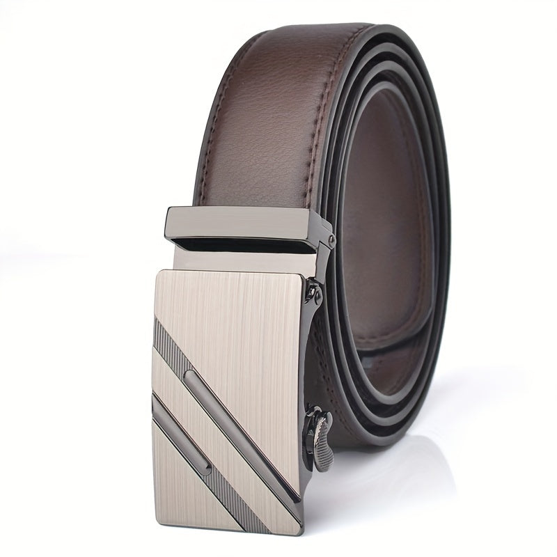 Men's Leather Slim Belt for Jeans Suit Ratchet Reversible