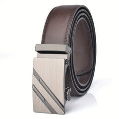 Men's Leather Slim Belt for Jeans Suit Ratchet Reversible