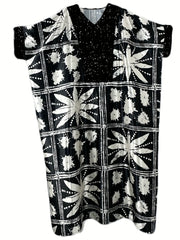 Abaya Dress Geometric Print Maxi Kaftan Dress