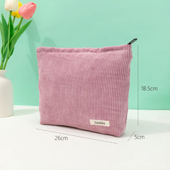 Large Capacity Velvet Makeup Bag with Organizer Pink