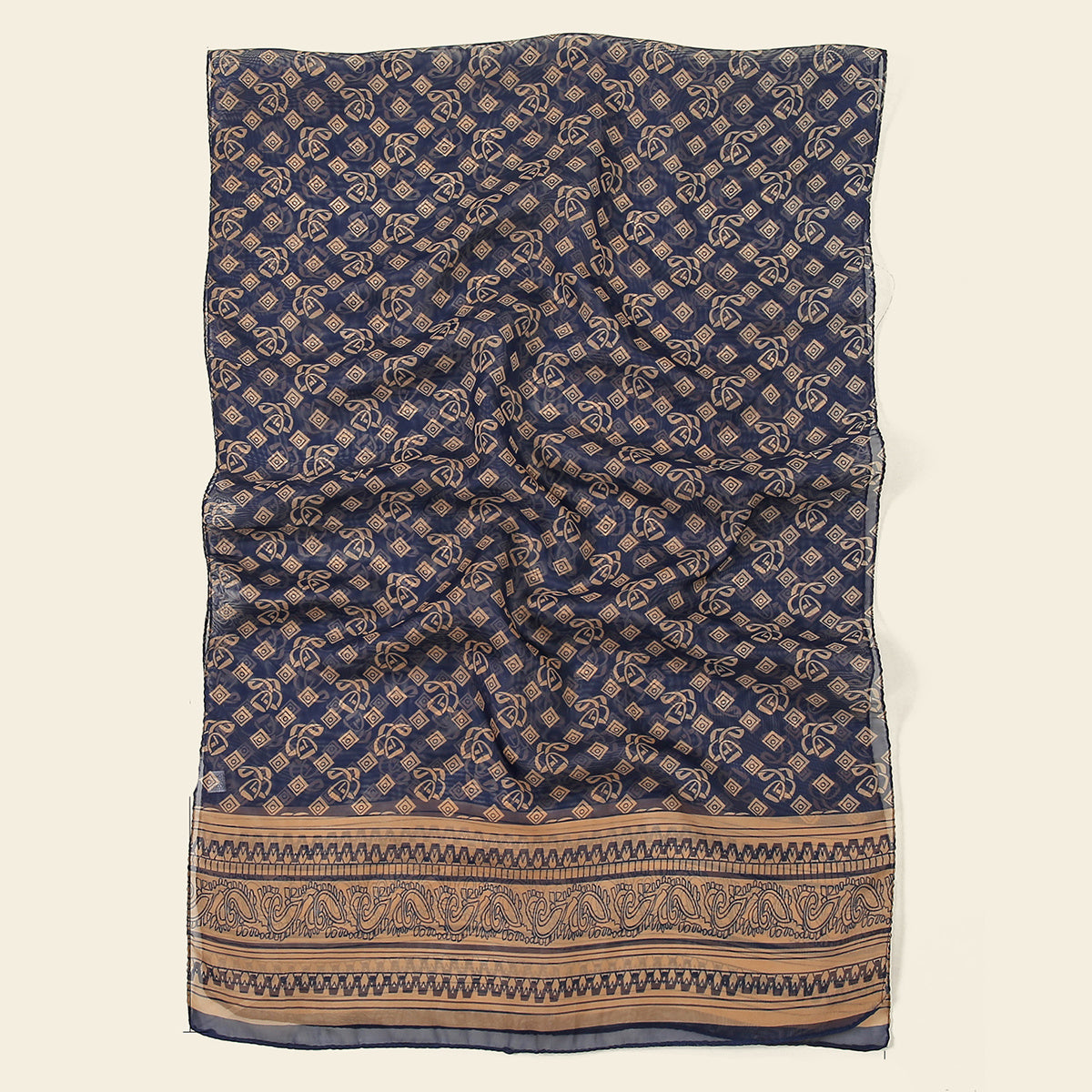 Chiffon Silk Scarf Dark Classical Print Vintage Shawl Women Neck Wrap Headscarf