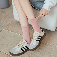 8 Pairs Solid Mid Tube Socks Women's Stockings