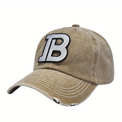 Distressed Washed Cotton Embroidery Baseball Cap Women
