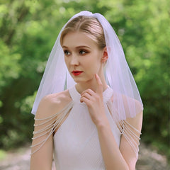 Vintage Bridal Tiara Veil Faux Pearl Wedding Accessory
