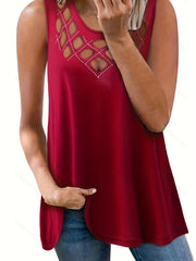 Women's Rhinestone Cut Out Tank Top for Summer