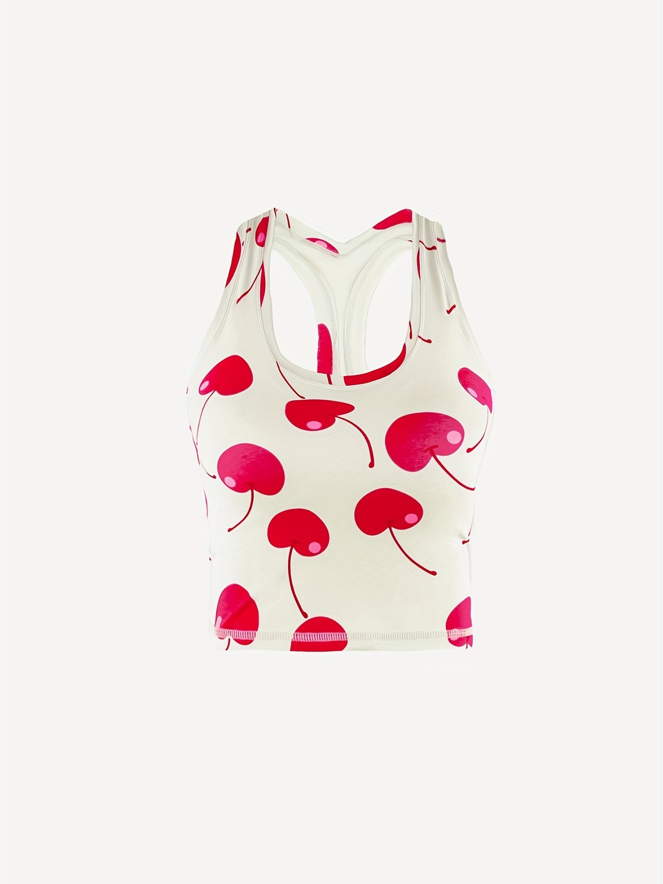 Cherry Print Sports Tank Top Moisture Wicking Yoga Fitness Running