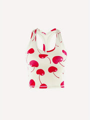 Cherry Print Sports Tank Top Moisture Wicking Yoga Fitness Running