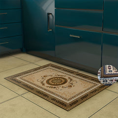 Golden Print Kitchen Rugs Non Slip Stain Resistant Waterproof