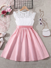 Girls Lace Ruffle Sleeve Dress Holiday Summer