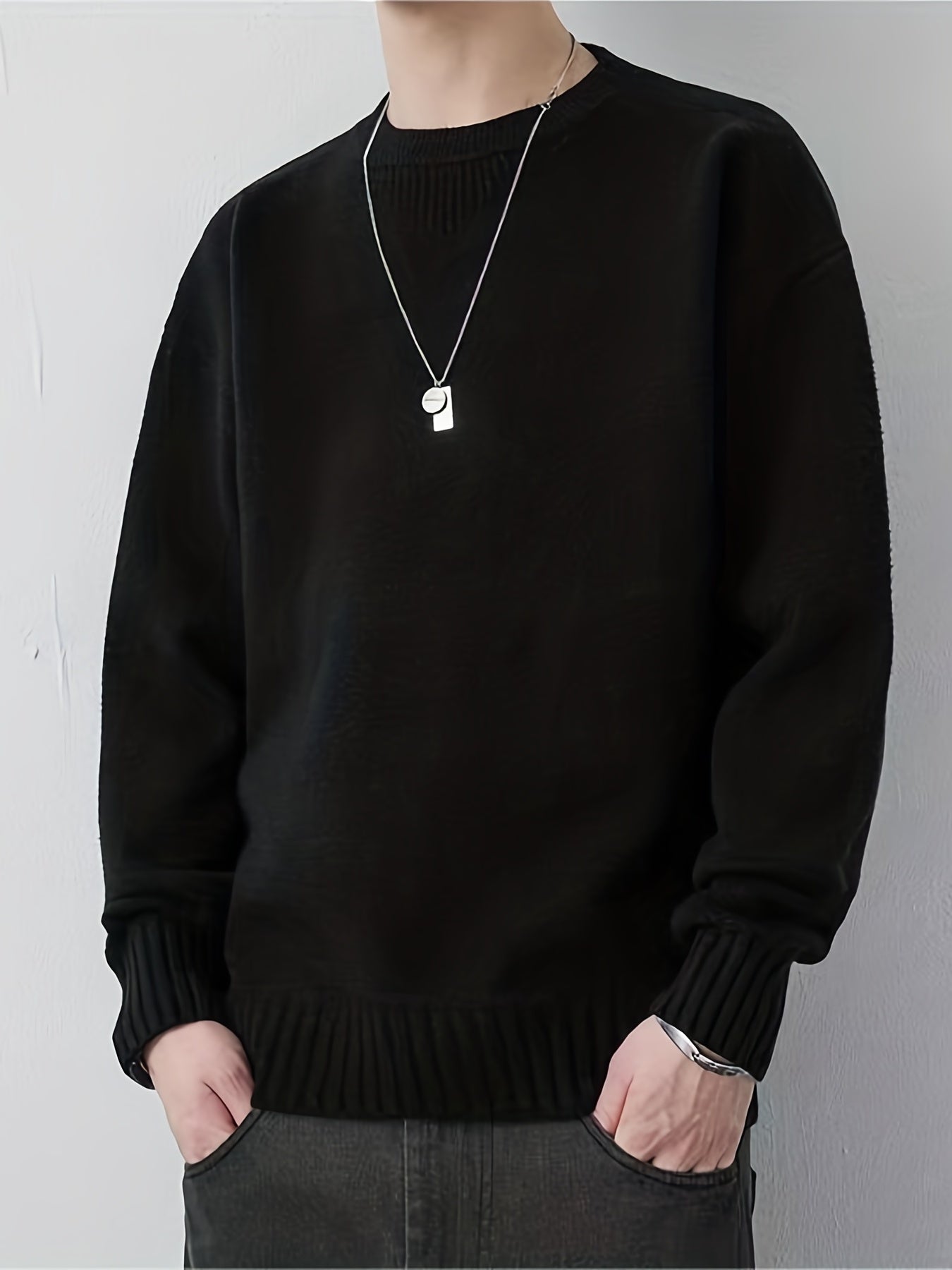 Knitted Sweater Men's Casual Warm Crew Neck Pullover For Fall Winter
