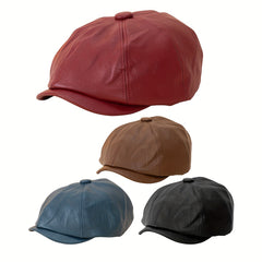Adjustable Unisex Leather Peaked Cap for Outdoor Sport