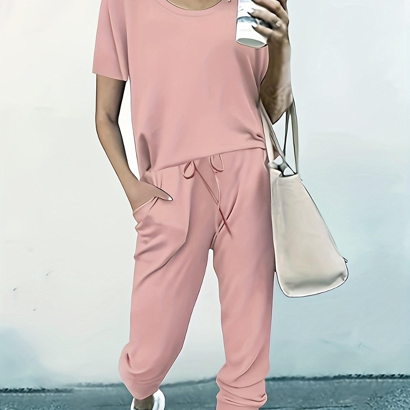Solid Round Neck Tee & Joggers Set