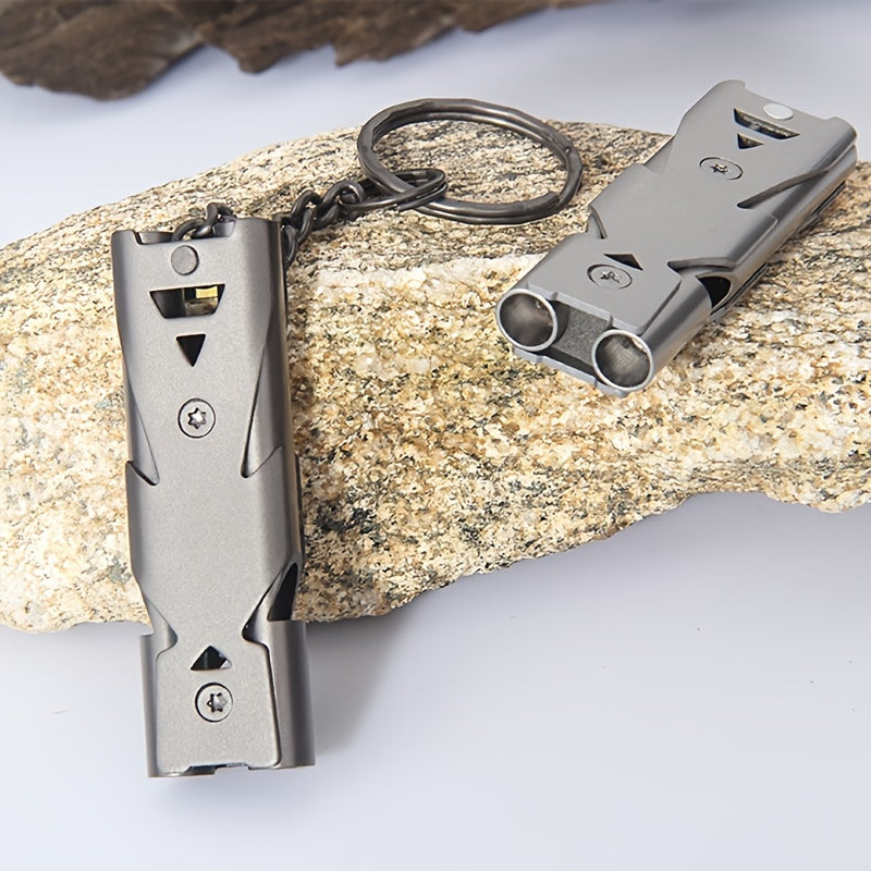 High Decibel Whistle Stainless Steel Keychain Pipe Outdoor Emergency Tool