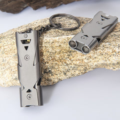 High Decibel Whistle Stainless Steel Keychain Pipe Outdoor Emergency Tool