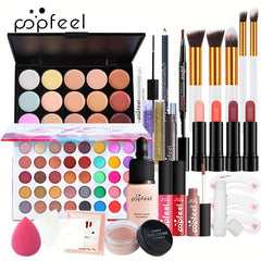 Women's Makeup Set: Eyeshadow, Eyebrow Pencil, Lip Gloss, Lipstick, Lip Balm