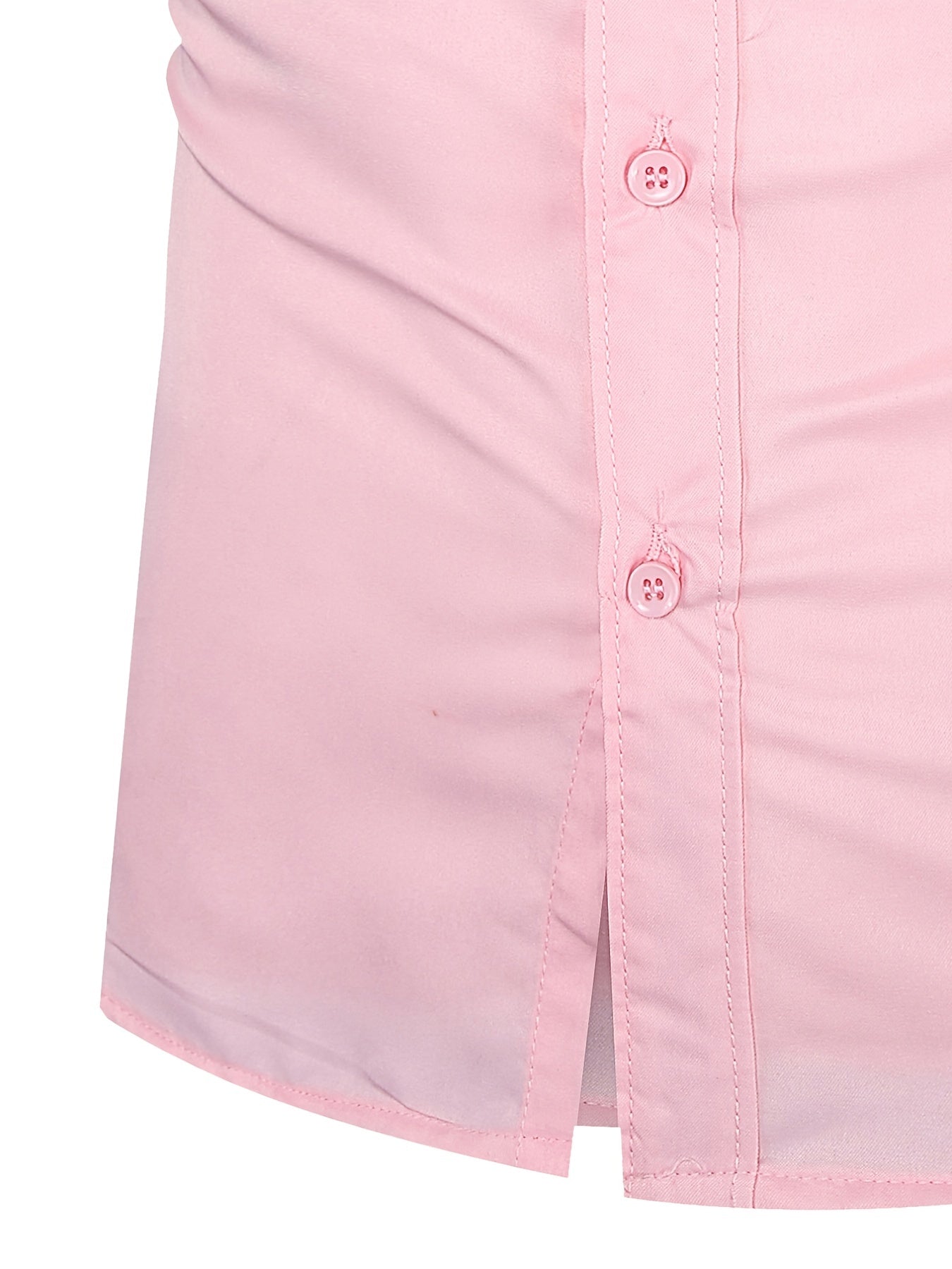 Pink Business Shirt Men's Short Sleeve Button Down Formal Shirt