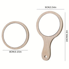 Handheld Cosmetic Mirror Beauty Salon Wooden Beauty Mirror