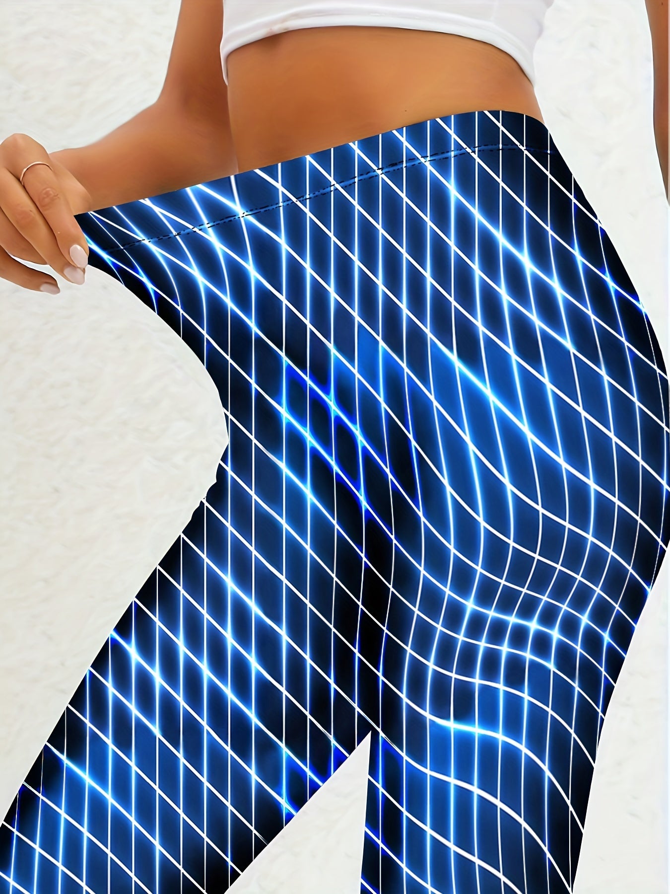 Glitter Argyle Print High Rise Slim Fit Leggings