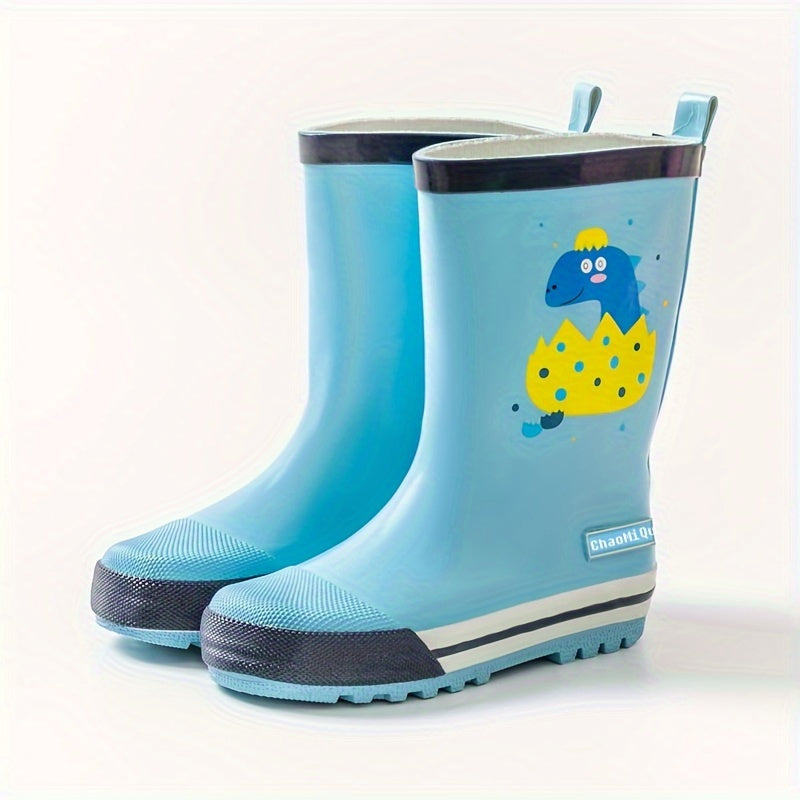 Boy's Cartoon Pattern Rain Boots Non-slip Waterproof Comfy Rain Shoes