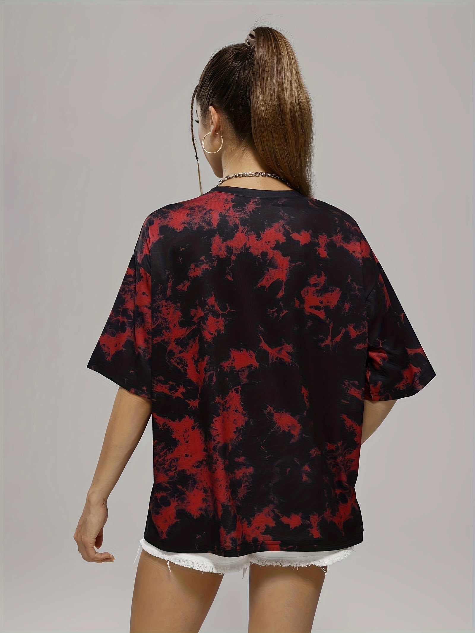 Tie Dye Loose T shirt Sports Fitness Yoga Running Top Women's Activewear