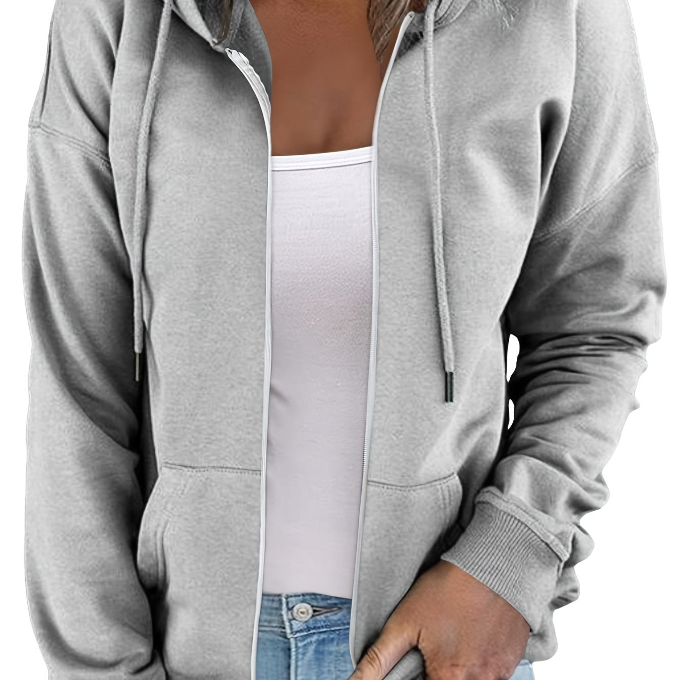 Oversized Zip Up Long Sleeve Hoodie