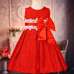 Flower Girls Wedding Outfit Bow Waisted Sleeveless Princess Dress