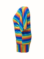 Rainbow Stripe Tee & Pocketed Shorts Set