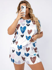 Heart Print Tee & Shorts Pajama Set