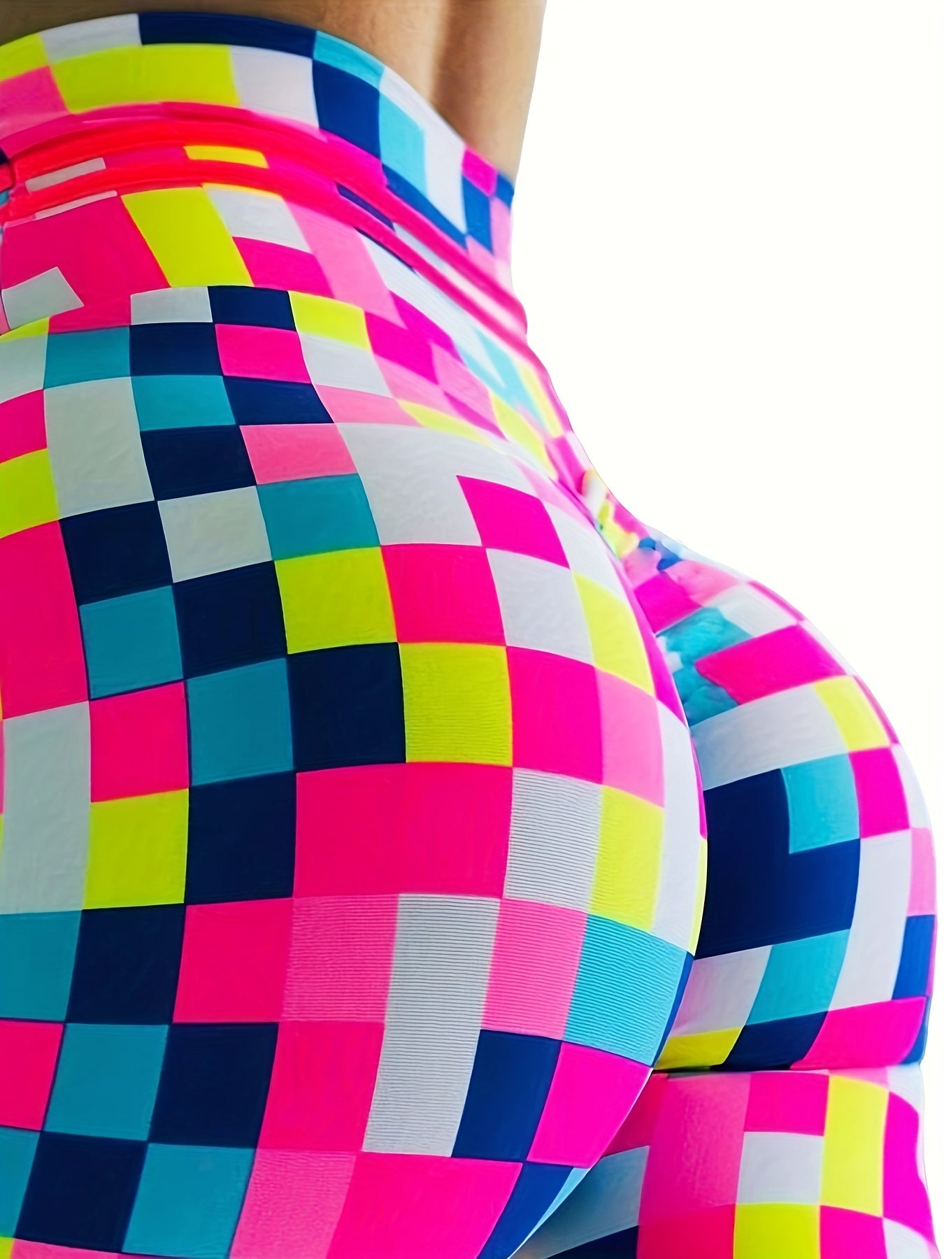 Checkerboard Print High Waist Yoga Legging Women's Activewear