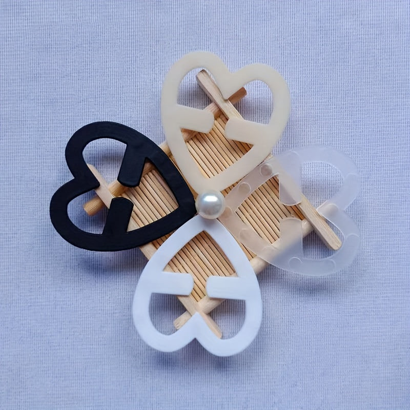 4pcs Heart Shaped Bra Strap Clips Invisible Non slip Shoulder Belt Buckles