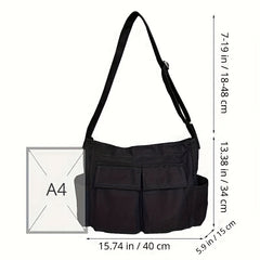 Casual Solid Crossbody Bag Hobo Bag With Pockets