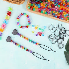 Hair Accessories Set with Ponytail Beads, Quick Beader, Mini Rubber Bands