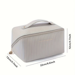 Large Capacity Travel Cosmetic Bag PU Leather Waterproof Women Portable Makeup