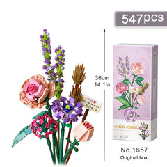 DIY Chrysanthemum Rose 3D Model Toy Mini Building Block Bouquet Home Decor