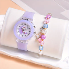 Moon & Unicorn Quartz Watch Set with Beaded Bracelet