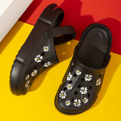 Women's Flower Pattern Summer Clogs Hole Slippers