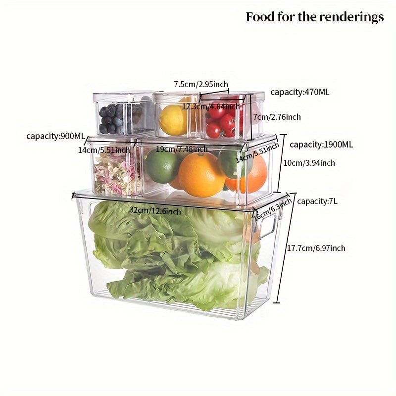 6pcs Refrigerator Storage Box Transparent Food Fresh keeping Box