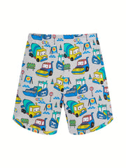 Boys Bulldozer Concrete Mixer Cartoon Pajamas Set