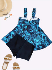 Women's Plus Size Paisley Print Boho Tankini Set