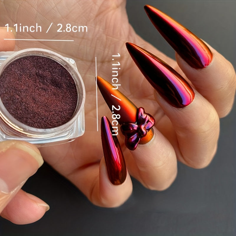 Holographic Red Magic Mirror Nail Powder Purple Nail Art Pigment