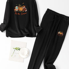 Letter & Graphic Print Two Piece Set