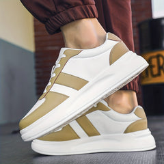 Men's Block Low Top Lace up Skate Shoes Outdoor Anti skid Platform Walking Shoes